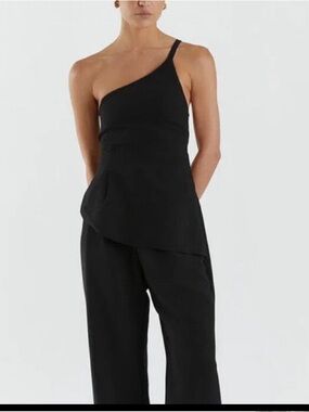 DISSH Rowan Size 2 Black Asymmetrical One Shoulder Wrap Top